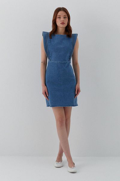 MARKALİSTE Rochie de denim cu mânecă zero albastră