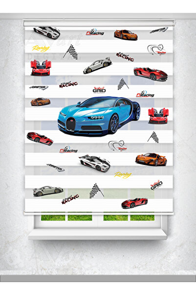 Avart Digital Spor Araba Baskılı Perde - Çocuk Odası Perdesi - Baskılı Zebra ...