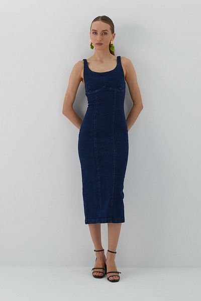 MARKALİSTE Rochie de blugi cu fanta albastra