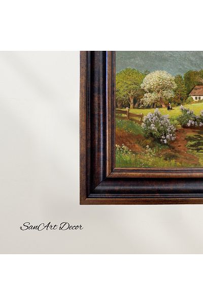 Sanart Vintage ζωγραφική με κορνίζα, ζωγραφική με λάδι, ζωγραφική με κορνίζα, καλλιτεχνική διακόσμηση, ζωγραφική τοπίων