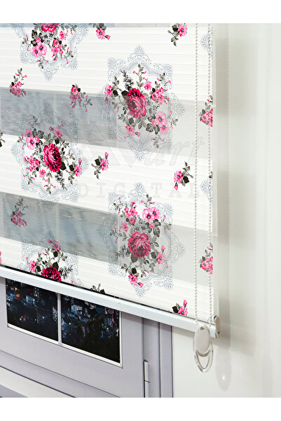 Avart Digital Çiçek Desenli Perde - Baskılı Zebra Perde