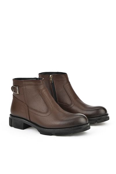 Ziya , Ανδρικές Γνήσιες Δερμάτινες Μπότες Shearling 153999Z044 Καφέ