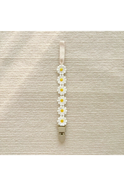 Choice3 مشبك مصاصة للأطفال الصغار من White Little Daisy مزود بسلسلة مصاصة وحامل حلمة للحلمات للفتيات الصغيرات