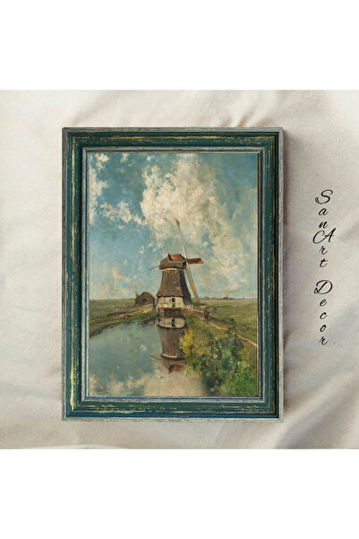 Sanart Vintage Painting with Frame, Oil Painting, Framed Painting, Artistic Decor, Landscape Painting