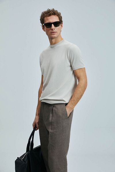 Lufian Ανδρικό T-shirt Tıno Knitwear Beige 111090110