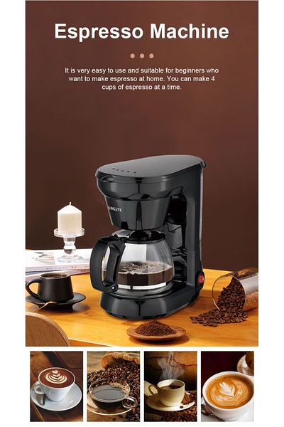 SOKANY 650W 750ml Coffee Maker/Coffee Machine 6 Cup,With Glass Carafe and Drip Stop Mechanism, Black CM-102