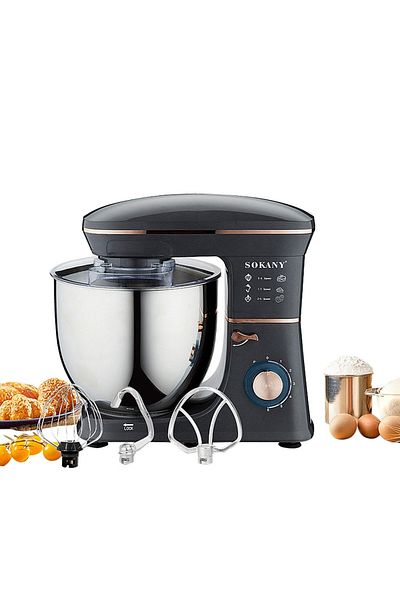 SOKANY Stand Mixer, 11 liters, 1400W, Multi-function Kitchen Machine, with Lid Splash-Proof SK-05001 Black