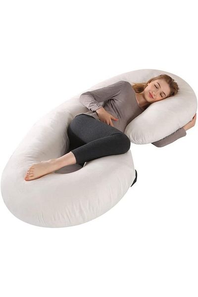 Yelajoy C-Shape Comfortable Maternity Pillow Cotton,150x62x25cm,Total Support of Six Important Areas