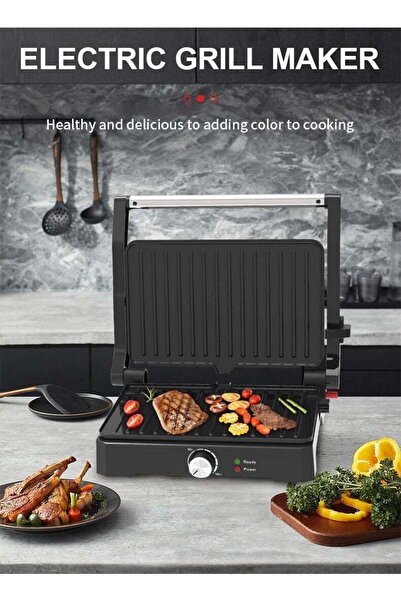 SOKANY Family Health Grill, Panini Grill, Steak Machine, 1500 Watts, Temperature Control, SK-08026 Black