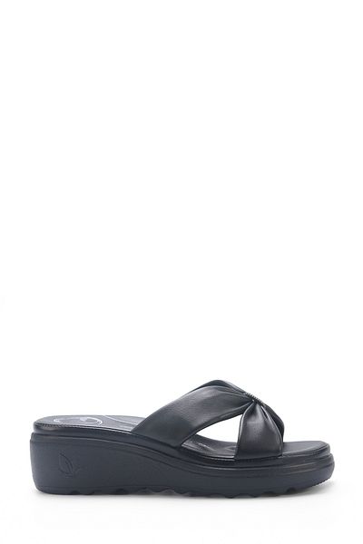 Polaris 5 Nokta 105488.Z5Fx Black Women's Wedge Heel Slippers