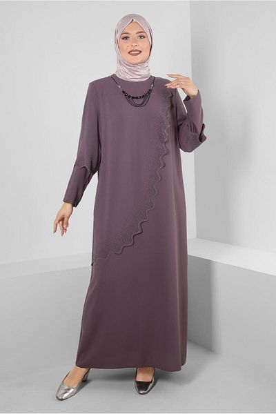 Alvina Chain Detailed Rhinestone CREPE DRESS 20381