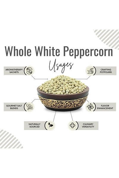 AWAFI MILL White PepperCorns | Piper Nigrum - Bottle of 100 gram / 3.5 Oz