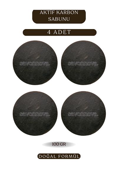 Kozmetigo Natural Activated Carbon Soap, Soap Without Additives for Marks, Birthmarks, Sunspots 4X100Gr