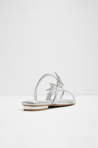 Aldo Flyhigh - Women's Faux Leather Silver Flat Slippers