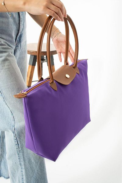 AYDINLIK BAGS Foldable Large Capacity Tote Bag Shopping Bag, Portable Versatile Luggage Bag Purple