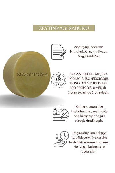 Kozmetigo Natural Olive Oil Soap, Handmade, No Additives Soap for Moist and Shiny Hair 100GR