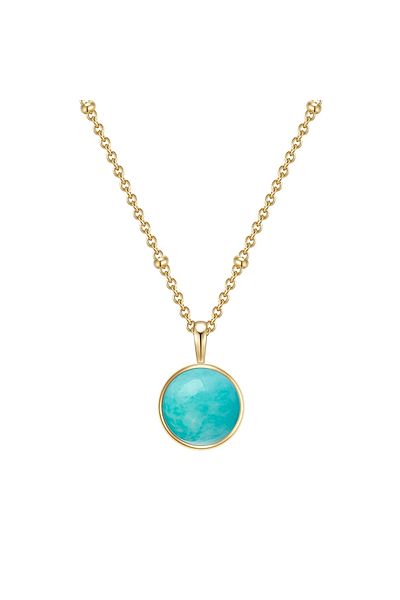 Glanzstücke München Silberhalskette Kette mit Anhänger Sterling Silber gelbgold Amazonit