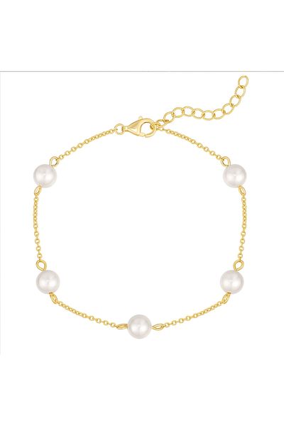 Rafaela Donata Silberarmband Armband Sterling Silber Gelbgold Perlmutt Weiß