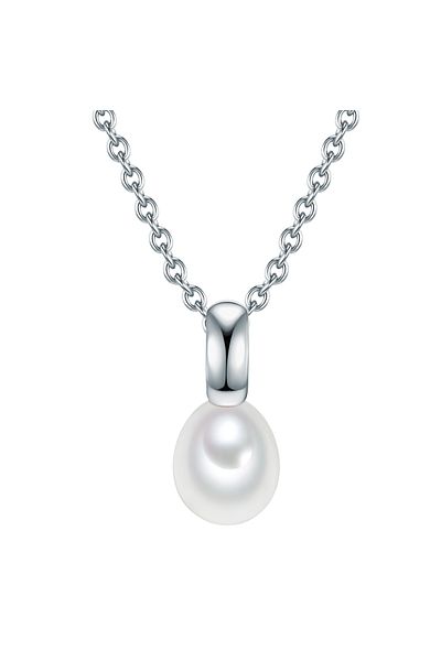 Valero Pearls Silberhalskette Kette mit Anhänger Sterling Silber Süßwasser-Zuchtperle weiß
