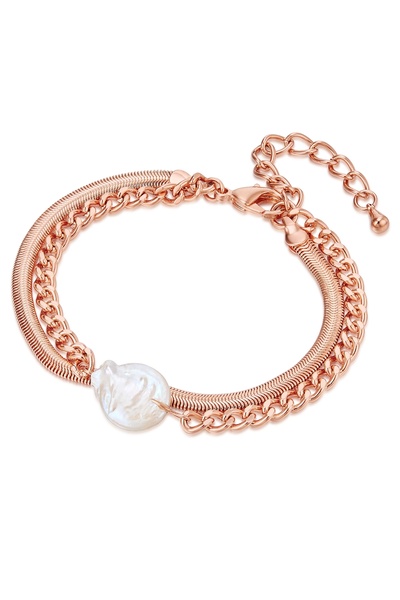 Lulu & Jane Perlenarmband Armband roségold Süßwasser-Zuchtperle weiß