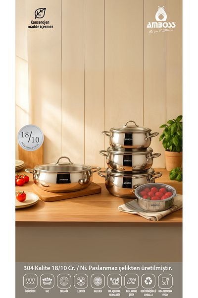 Amboss 10 Pieces Cook Steelbox Stainless Steel Cookware and Storage Container