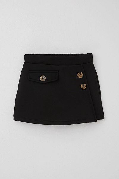 Breeze Girl's Shorts Skirt Pocket Cap Detailed Button Accessory 6-12 Years, Black