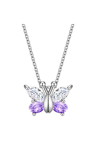 Rafaela Donata Silberhalskette Kette Mit Anhänger Sterling Silber Zirkonia Weiß Violett