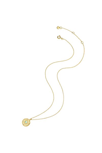 Glanzstücke München Silberhalskette Kette mit Anhänger Sterling Silber gelbgold Amazonit grün Zirkonia weiß