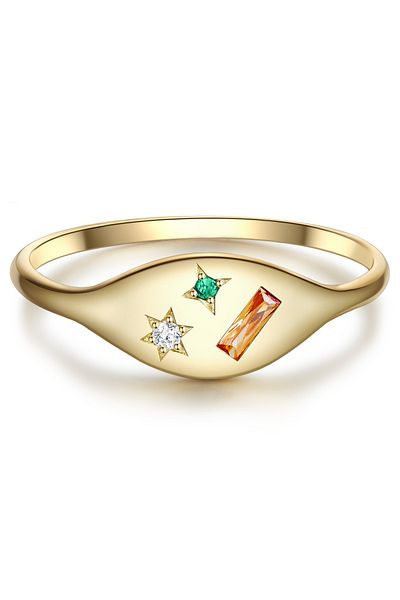 Glanzstücke München Silberring Ring Sterling Silber Gelbgold Zirkonia Bunt