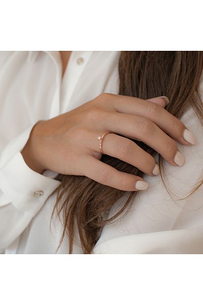 Trilani Silberring Ring Sterling Silber Roségold Zirkonia Weiß