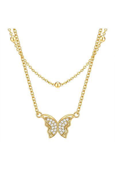 Rafaela Donata Silberhalskette Kette Mit Anhänger Sterling Silber Gelbgold Zirkonia Weiß