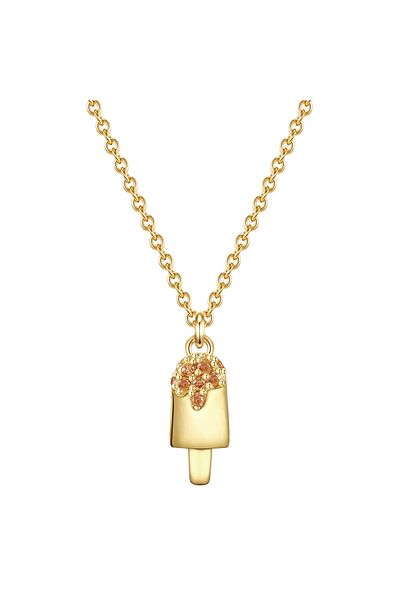 Glanzstücke München Silberhalskette Kette und Anhänger Sterling Silber gelbgold Zirkonya gülü