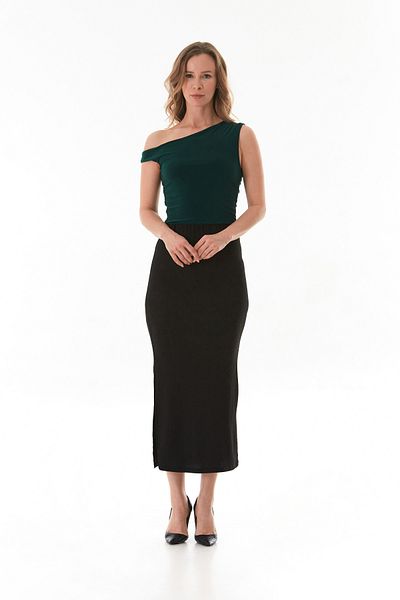 Fulla Moda Elastic Waist Slit Wrapped Fabric Skirt
