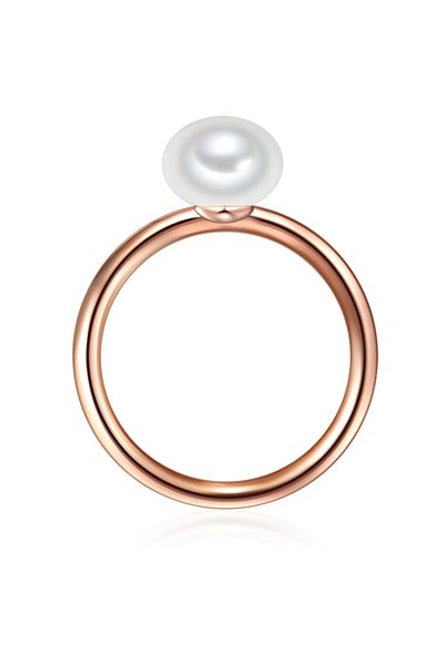 Valero Pearls Silberring Ring Sterling Silber Roségold Süßwasser-zuchtperle Weiß