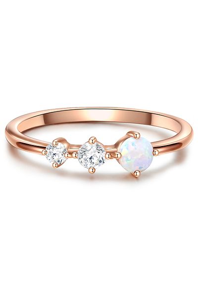 Glanzstücke München Silberring Ring Sterling Silber roségold Zirkonia weiß Opal (synth.) weiß