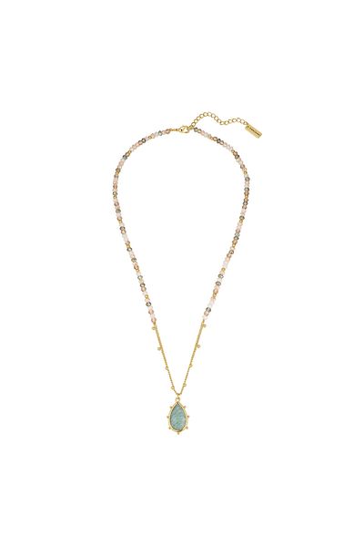 YOKOAMİİ Modeschmuckhalskette Kette Mit Anhänger Gelbgold Amazonit Blau