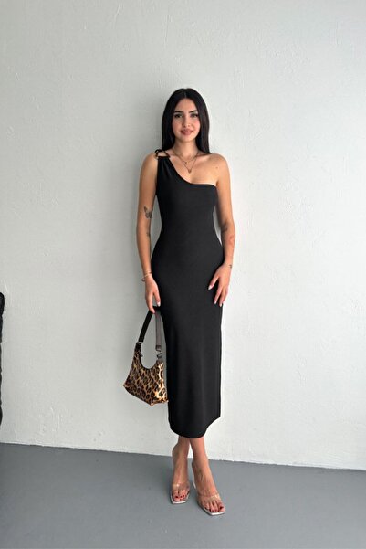 Denivy فستان بكتف واحد وفتحة مفصلة DNV-000071