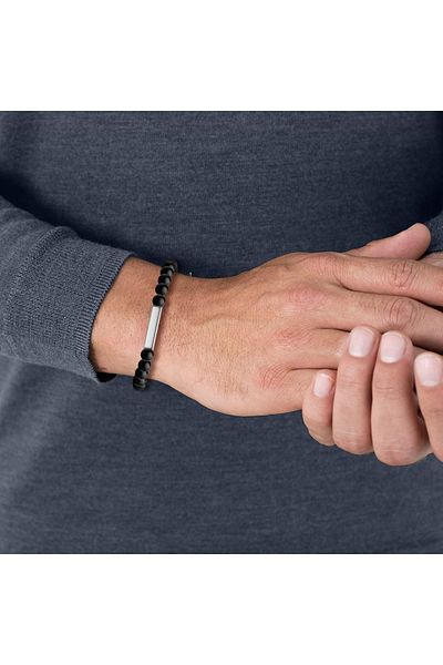 Männerglanz Edelsteinkol Bandı Kol Bandı Sterling Silber Achat schwarz