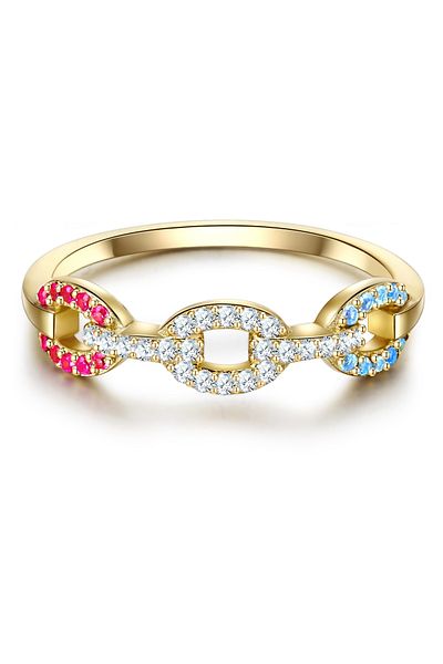 Lulu & Jane Modeschmuckring Ring Gelbgold Zirkonia Bunt