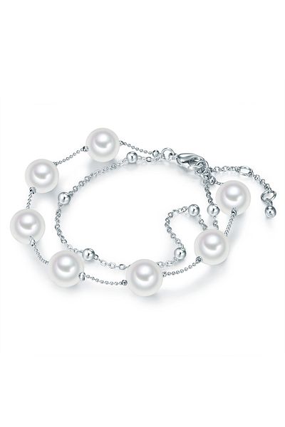 Lulu & Jane Modeschmuckarmband Armband Muschelkernperle weiß
