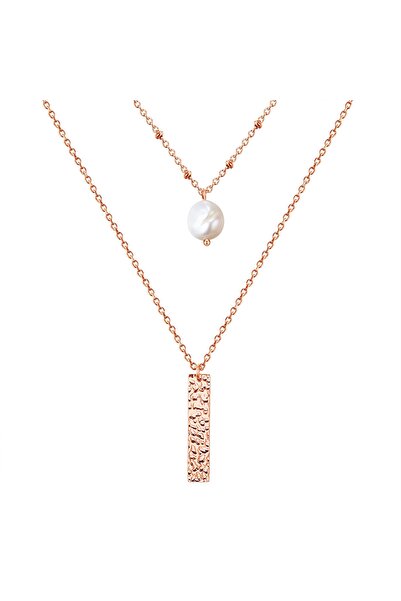 Valero Pearls Edelstahlhalskette Kette Edelstahl roségold Süßwasser-Zuchtperl...