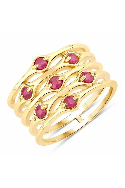 Rafaela Donata Edelsteinring Ring Sterling Silber Gelbvergoldet Rubin