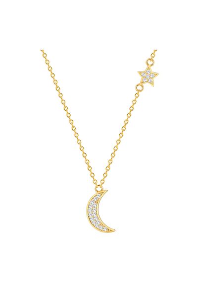Rafaela Donata Silberhalskette Kette Mit Anhänger Sterling Silber Gelbgold Zirkonia Weiß