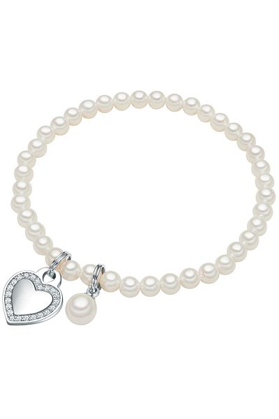 Lulu & Jane Perlenarmband Armband Muschelkernperle Weiß Zirkonia Weiß
