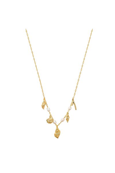 YOKOAMİİ Modeschmuckhalskette Kette Mit Anhänger Gelbgold Süßwasser-zuchtperle Weiß