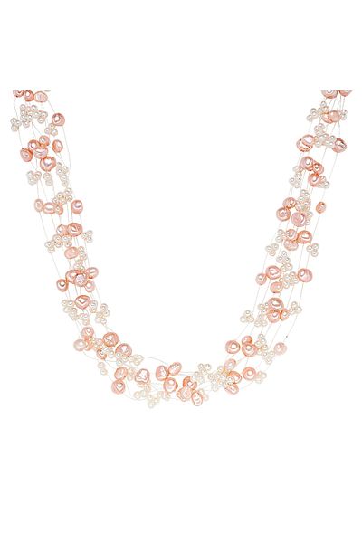 Valero Pearls Perlenhalskette Kette Sterling Silber Süßwasser-zuchtperle Weiß Rosa