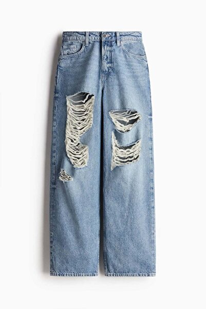 H&M بنطلون جينز واسع وواسع