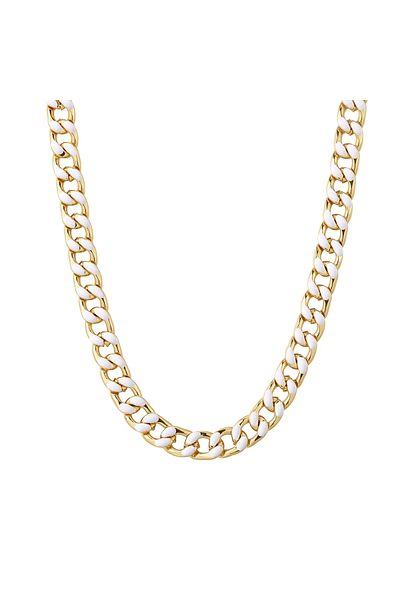 YOKOAMİİ Modeschmuckhalskette Kette Gelbgold Emaille Weiß