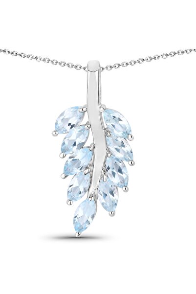 Rafaela Donata Edelsteinhalskette Kette mit Anhänger Sterling Silber Blautopas