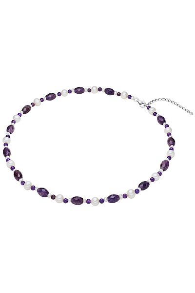 Valero Pearls Perlenhalskette Kette Süßwasser-zuchtperle Weiß Amethyst